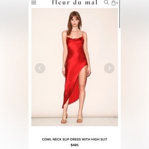 Fleur du Mal high slit cowl slip dress